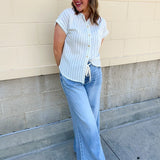 Coastal Air Striped Button Down - The Pink Pineapple 850