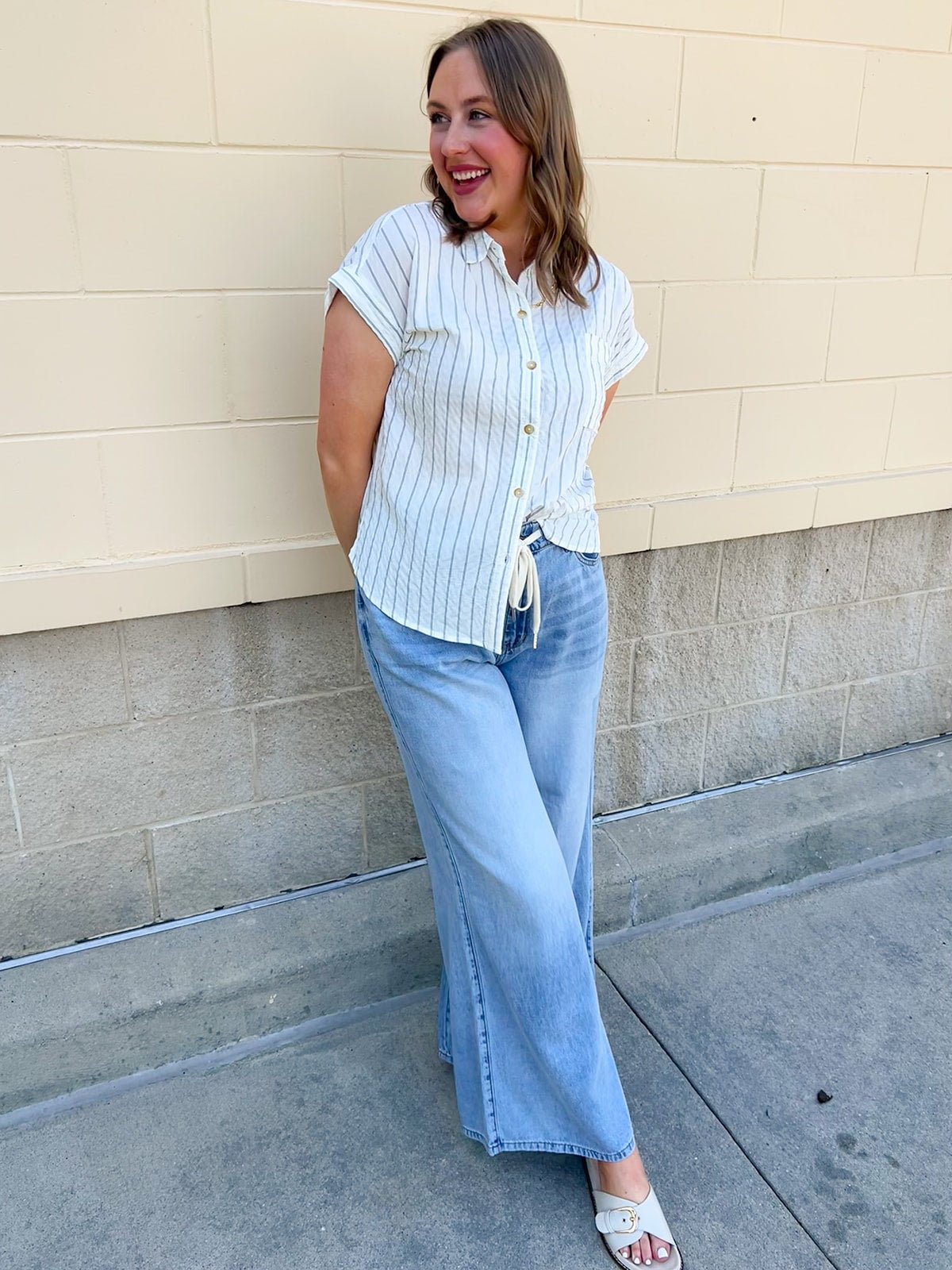 Coastal Air Striped Button Down - The Pink Pineapple 850