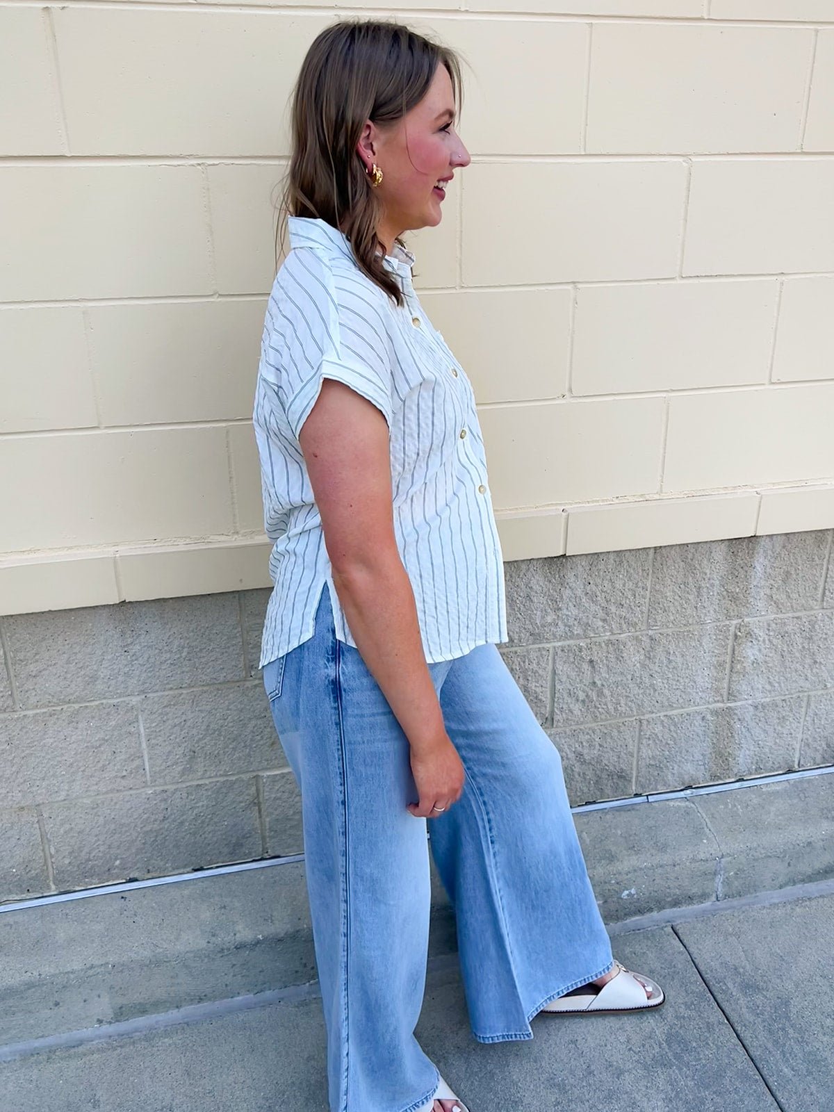 Coastal Air Striped Button Down - The Pink Pineapple 850