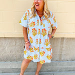 Coastal Bloom Collared Mini Dress - The Pink Pineapple 850