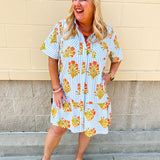 Coastal Bloom Collared Mini Dress - The Pink Pineapple 850