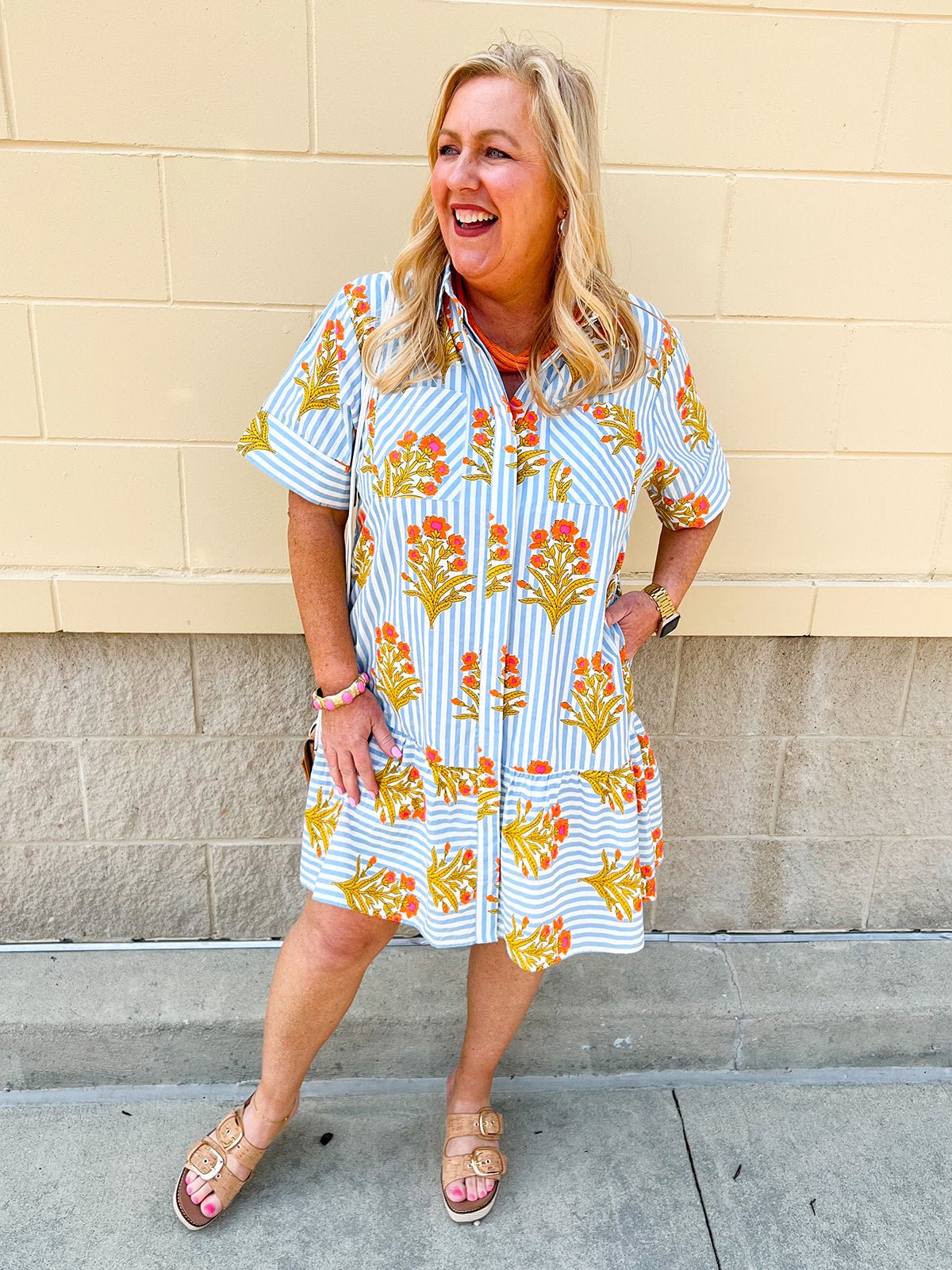 Coastal Bloom Collared Mini Dress - The Pink Pineapple 850