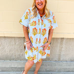Coastal Bloom Collared Mini Dress - The Pink Pineapple 850