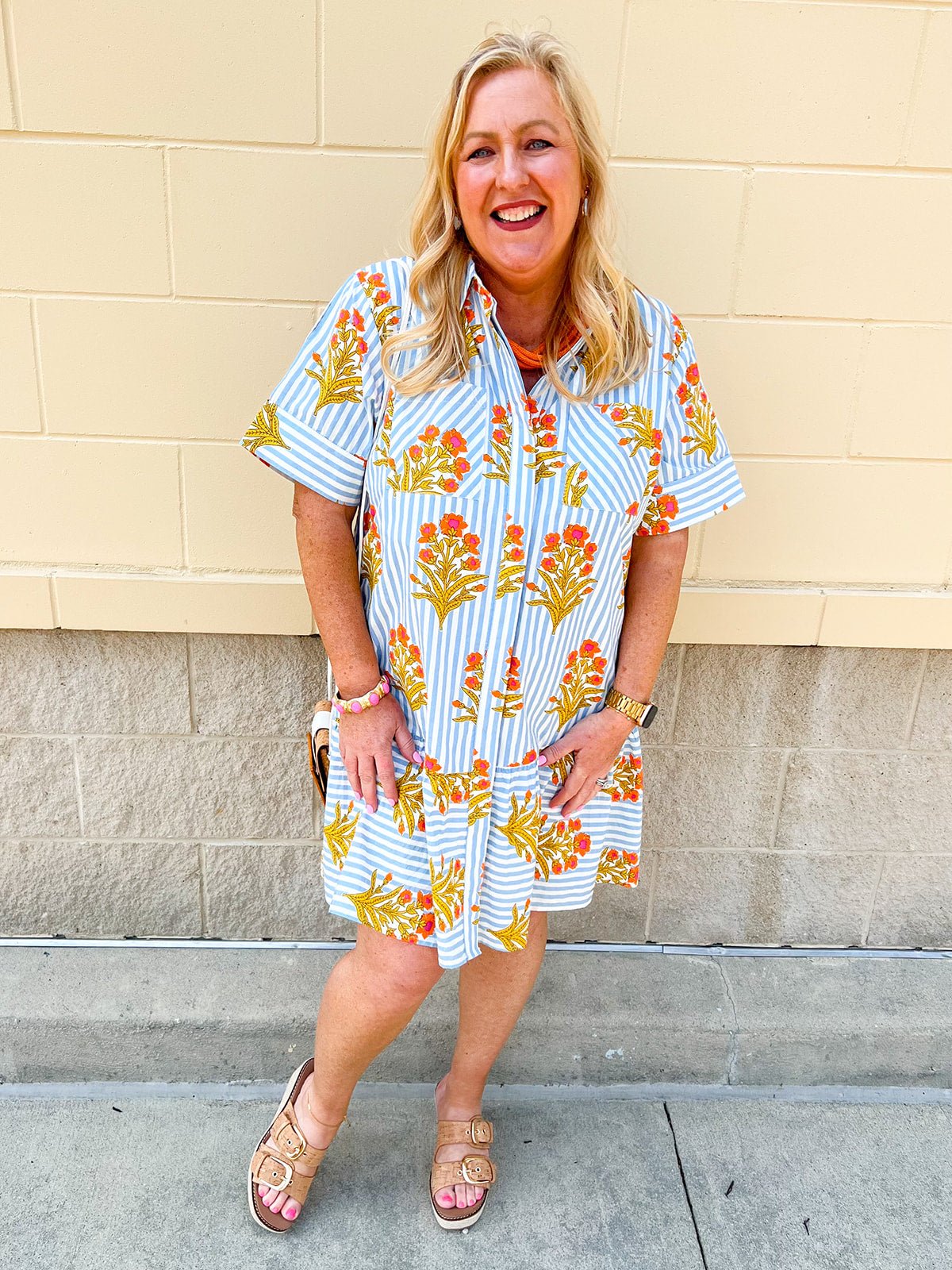 Coastal Bloom Collared Mini Dress - The Pink Pineapple 850