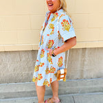 Coastal Bloom Collared Mini Dress - The Pink Pineapple 850