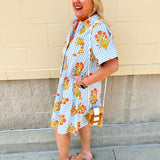 Coastal Bloom Collared Mini Dress - The Pink Pineapple 850