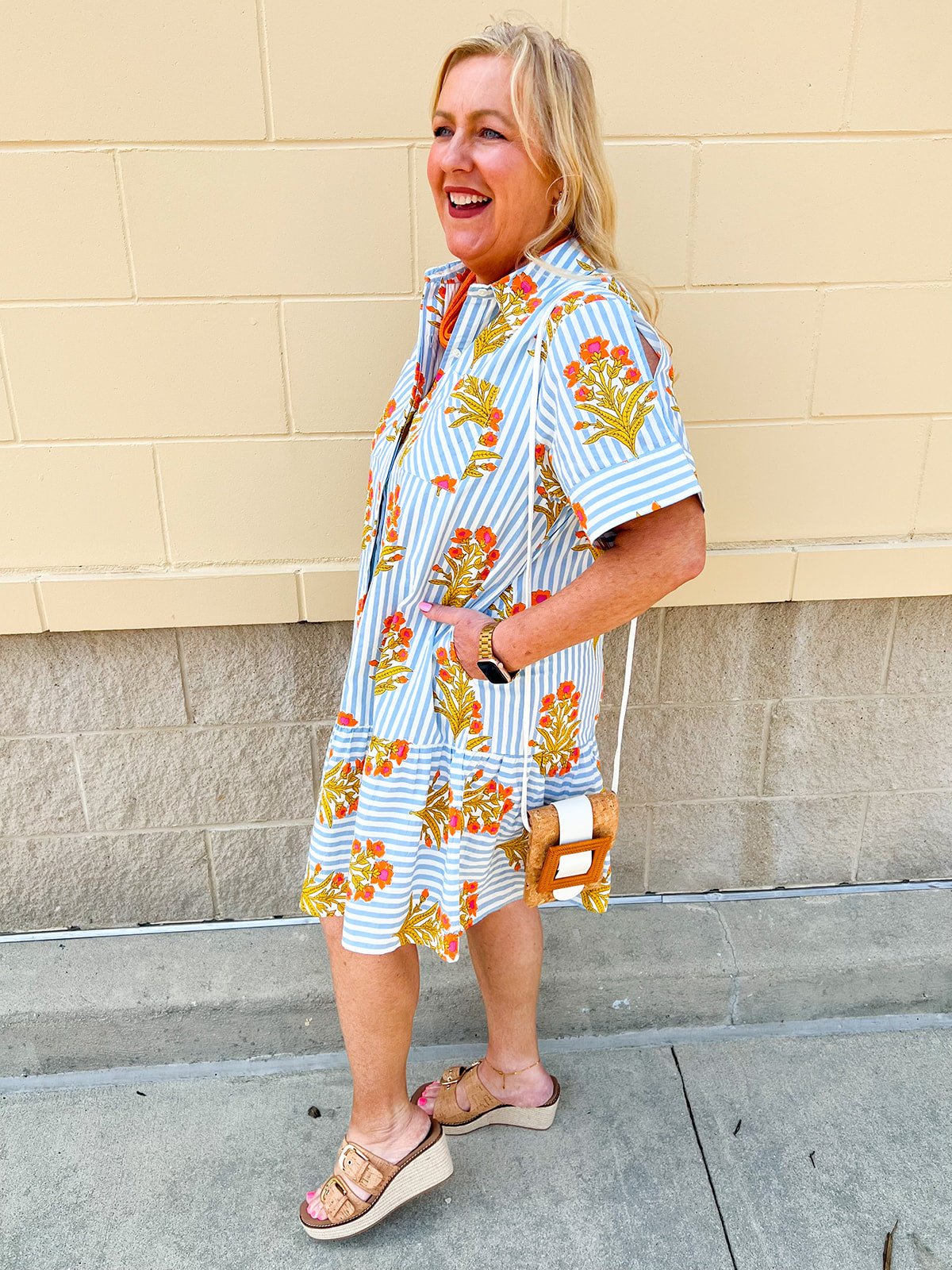 Coastal Bloom Collared Mini Dress - The Pink Pineapple 850