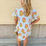 Coastal Bloom Collared Mini Dress - The Pink Pineapple 850
