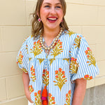 Coastal Bloom Tassel Blouse - The Pink Pineapple 850