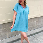 Coastal Breeze Linen Mini Dress - The Pink Pineapple 850