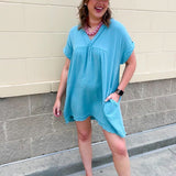 Coastal Breeze Linen Mini Dress - The Pink Pineapple 850
