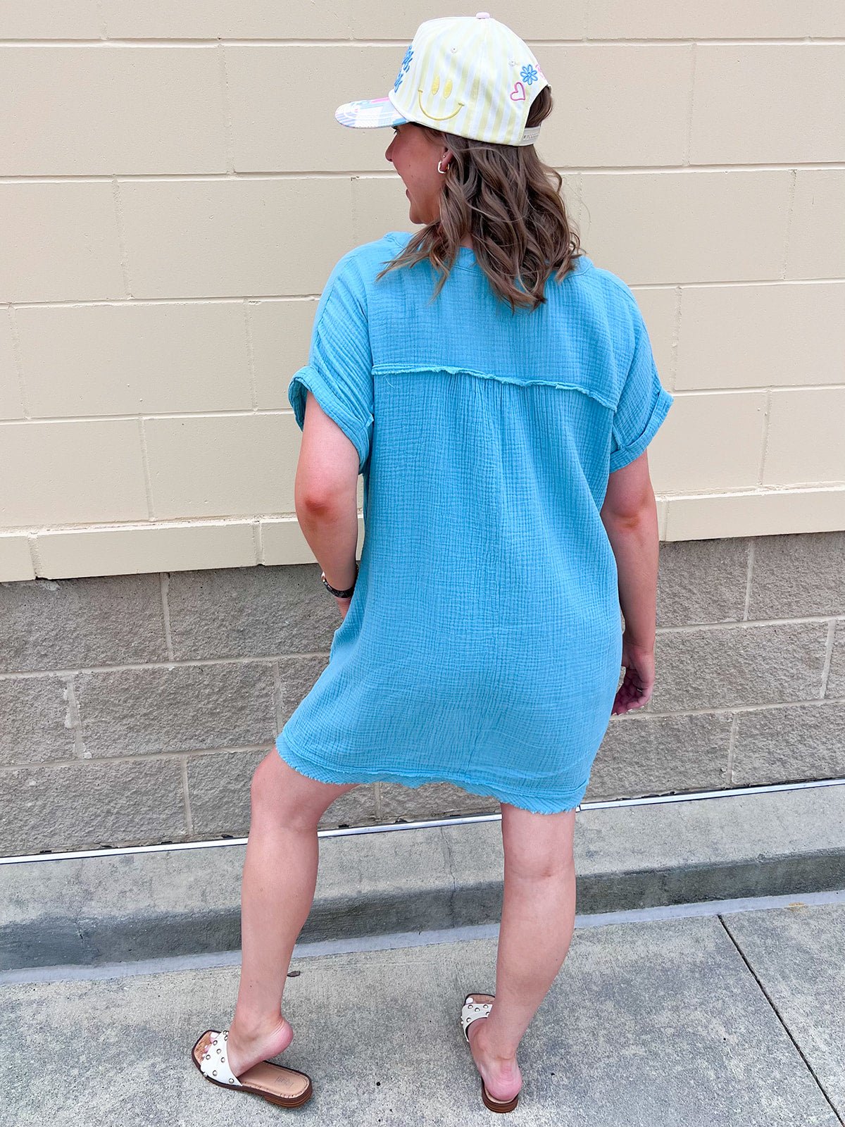 Coastal Breeze Linen Mini Dress - The Pink Pineapple 850