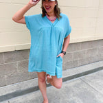 Coastal Breeze Linen Mini Dress - The Pink Pineapple 850