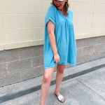 Coastal Breeze Linen Mini Dress - The Pink Pineapple 850