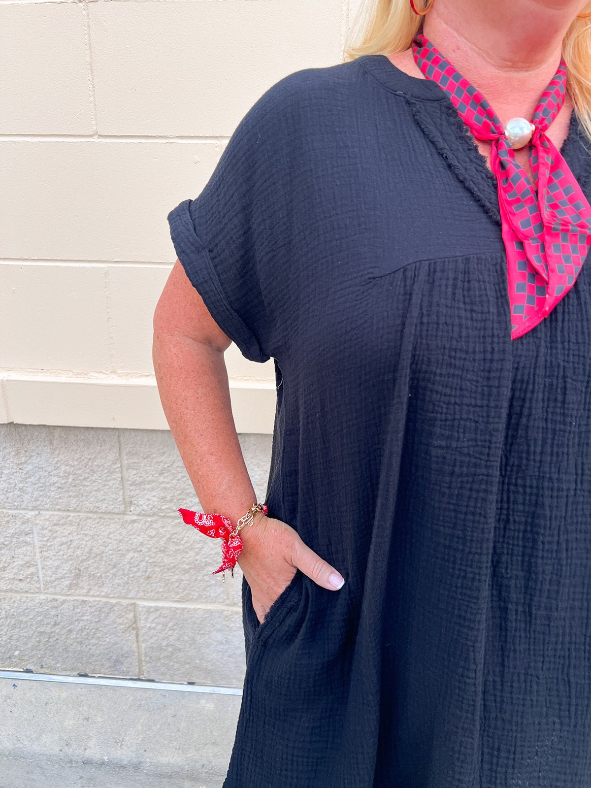 Coastal Breeze Linen Mini Dress in Black - The Pink Pineapple 850