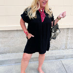 Coastal Breeze Linen Mini Dress in Black - The Pink Pineapple 850