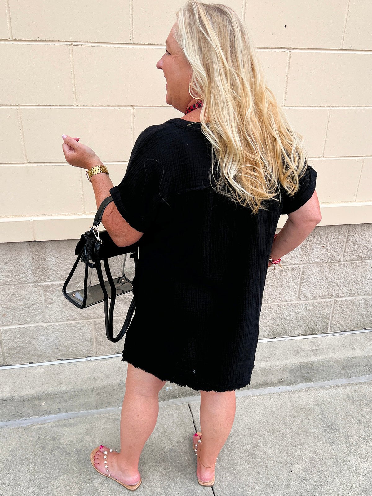 Coastal Breeze Linen Mini Dress in Black - The Pink Pineapple 850