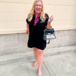 Coastal Breeze Linen Mini Dress in Black - The Pink Pineapple 850