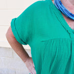 Coastal Breeze Linen Mini Dress in Kelly Green - The Pink Pineapple 850