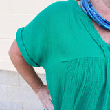 Coastal Breeze Linen Mini Dress in Kelly Green - The Pink Pineapple 850