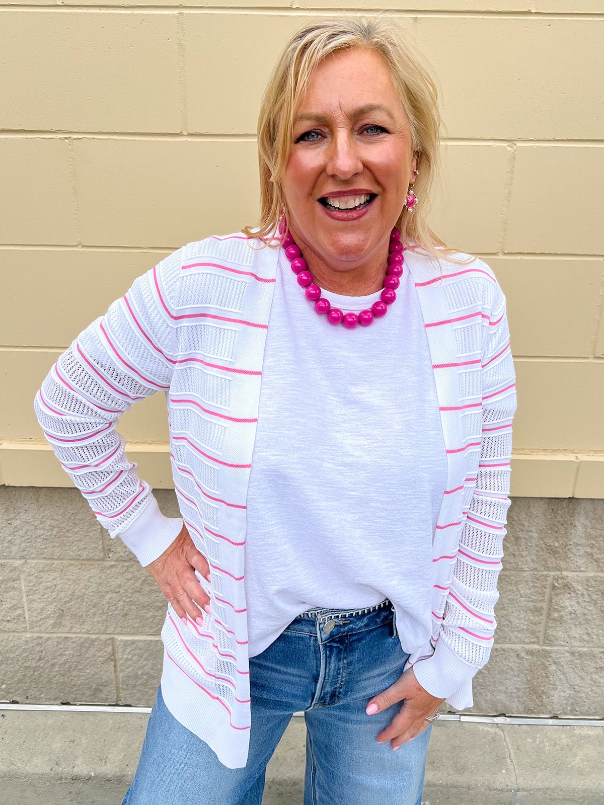 Coastal Candy Stripe Cardigan - The Pink Pineapple 850