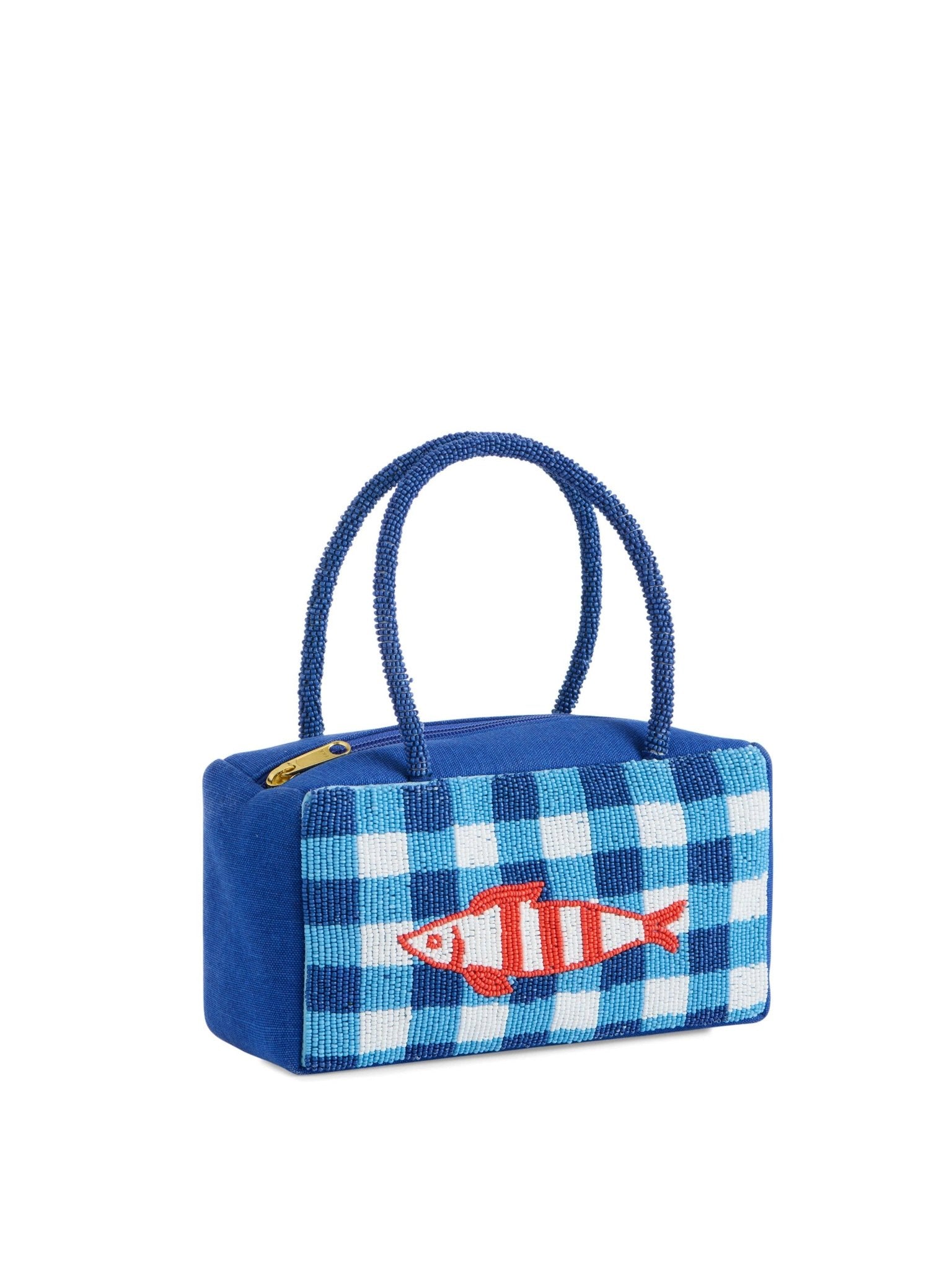 Coastal Check Beaded Mini Tote Bag - The Pink Pineapple 850