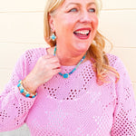 Coastal Chic Pearl Square Earrings in Turquoise - The Pink Pineapple 850