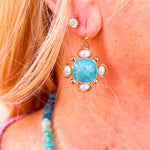 Coastal Chic Pearl Square Earrings in Turquoise - The Pink Pineapple 850