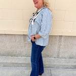 Coastal Garden Stripe Blouse - The Pink Pineapple 850