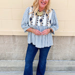 Coastal Garden Stripe Blouse - The Pink Pineapple 850