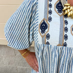Coastal Garden Stripe Blouse - The Pink Pineapple 850