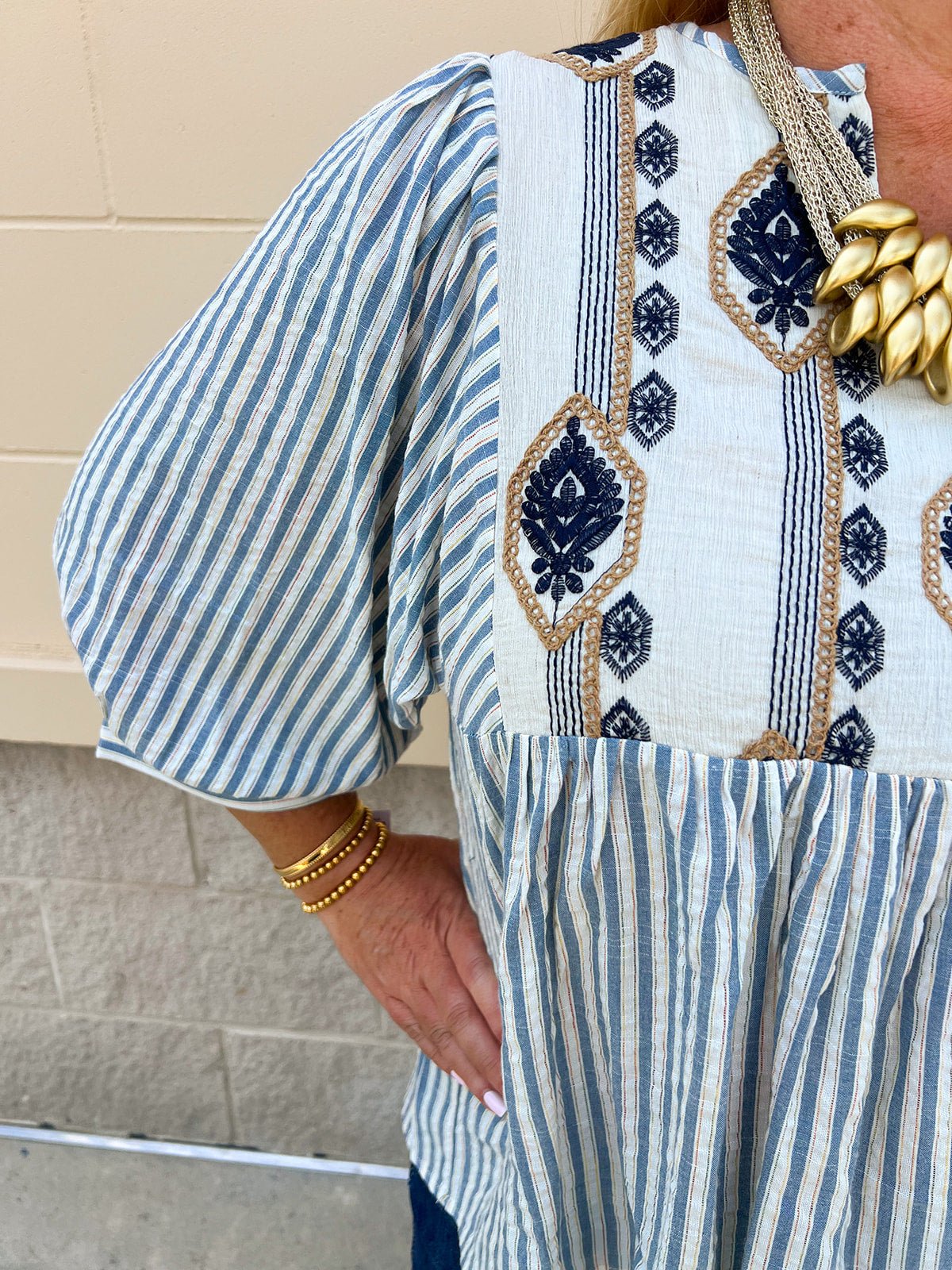 Coastal Garden Stripe Blouse - The Pink Pineapple 850