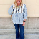 Coastal Garden Stripe Blouse - The Pink Pineapple 850