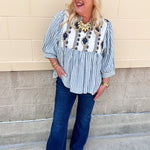 Coastal Garden Stripe Blouse - The Pink Pineapple 850