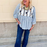 Coastal Garden Stripe Blouse - The Pink Pineapple 850
