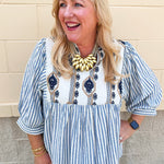 Coastal Garden Stripe Blouse - The Pink Pineapple 850