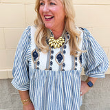 Coastal Garden Stripe Blouse - The Pink Pineapple 850