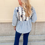 Coastal Garden Stripe Blouse - The Pink Pineapple 850