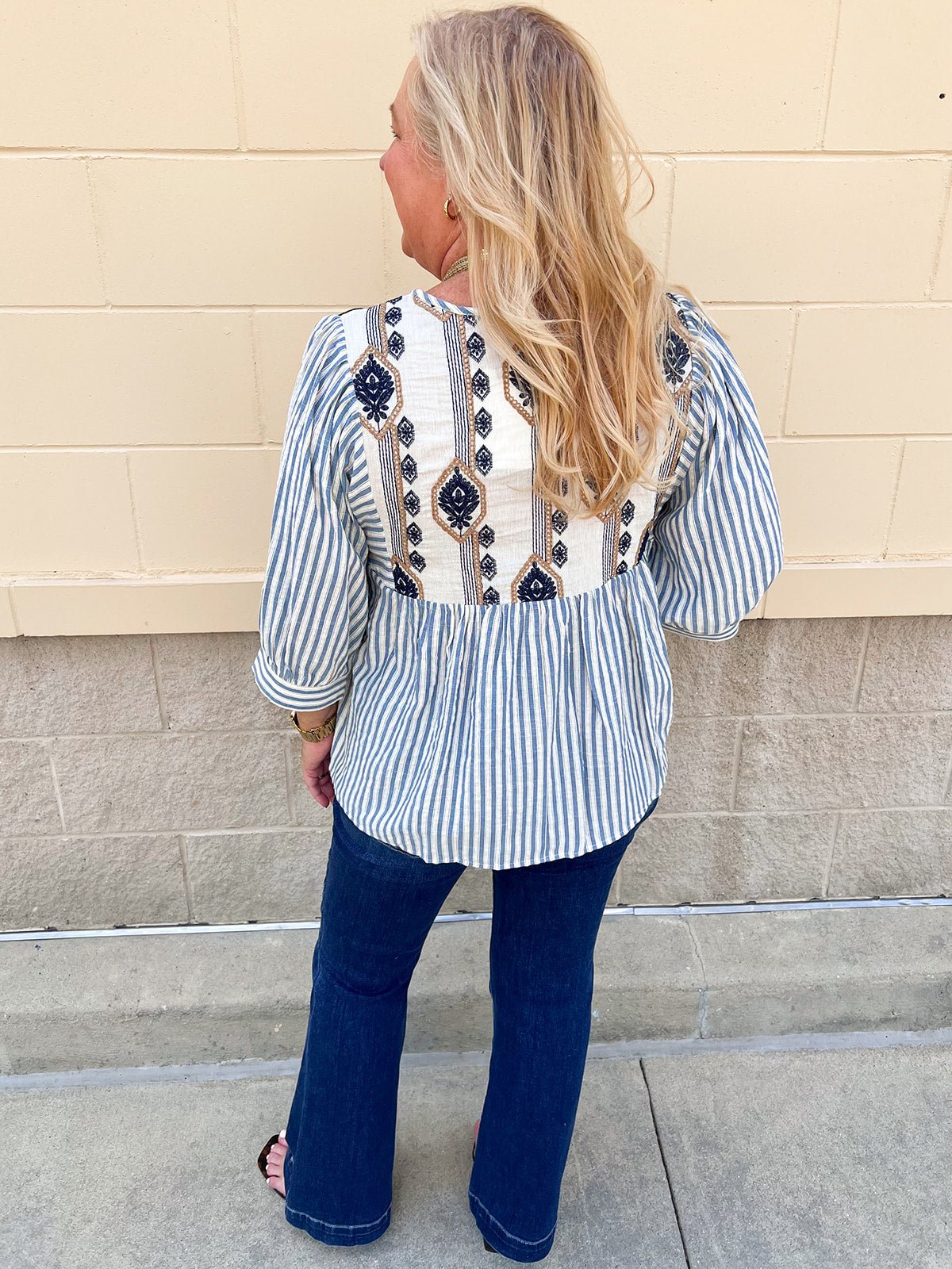 Coastal Garden Stripe Blouse - The Pink Pineapple 850