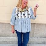 Coastal Garden Stripe Blouse - The Pink Pineapple 850