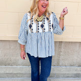 Coastal Garden Stripe Blouse - The Pink Pineapple 850