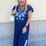 Coastal Ink Midi Dress - The Pink Pineapple 850