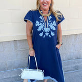 Coastal Ink Midi Dress - The Pink Pineapple 850