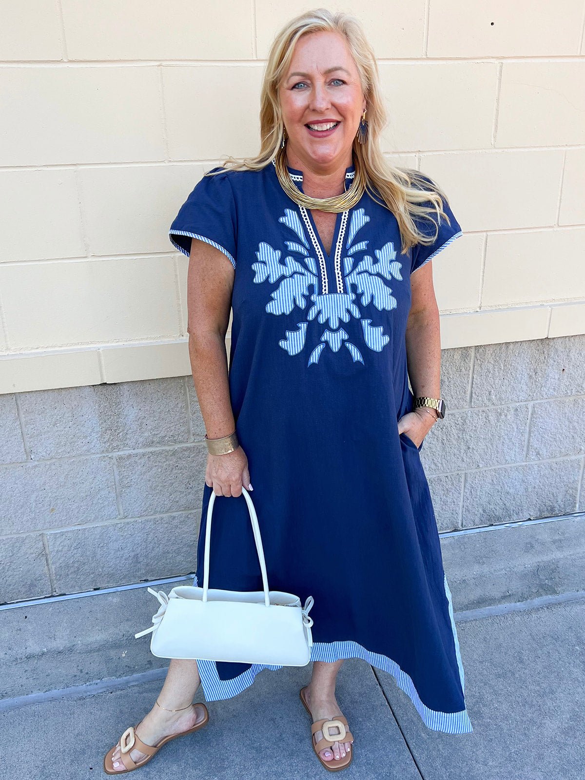 Coastal Ink Midi Dress - The Pink Pineapple 850