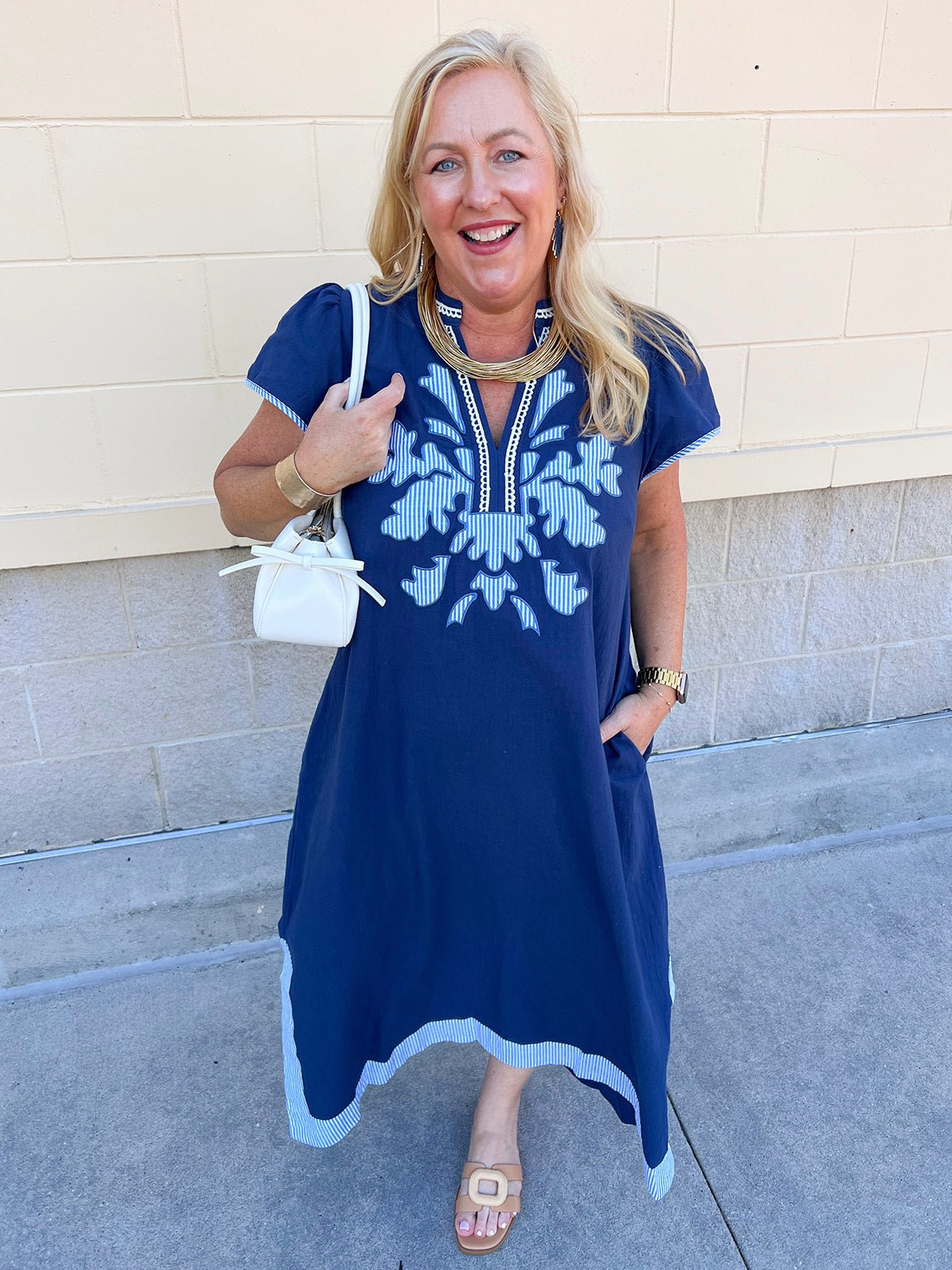 Coastal Ink Midi Dress - The Pink Pineapple 850
