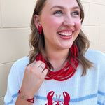 Coastal Lobster Stripe Relaxed Sweater - The Pink Pineapple 850