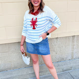 Coastal Lobster Stripe Relaxed Sweater - The Pink Pineapple 850