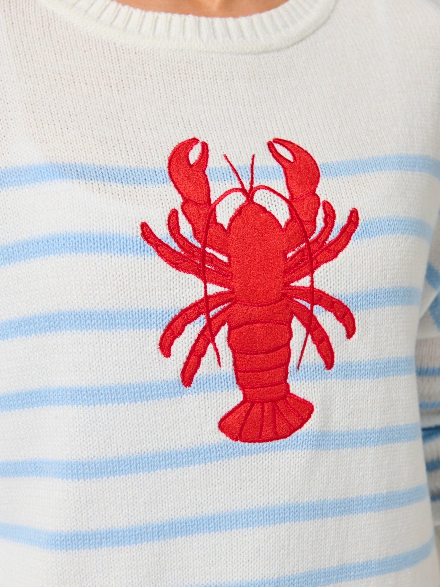 Coastal Lobster Stripe Relaxed Sweater - The Pink Pineapple 850