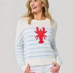 Coastal Lobster Stripe Relaxed Sweater - The Pink Pineapple 850