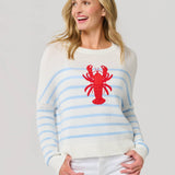 Coastal Lobster Stripe Relaxed Sweater - The Pink Pineapple 850